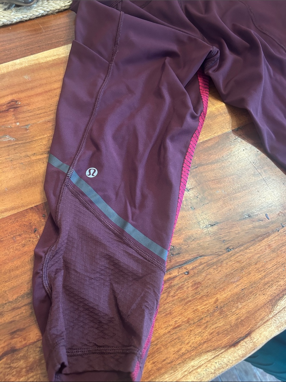 lululemon athletica Plum Athletic Leggings with Reflective Stripe